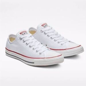Converse White Low-Top Sneakers with Red & Black Accents